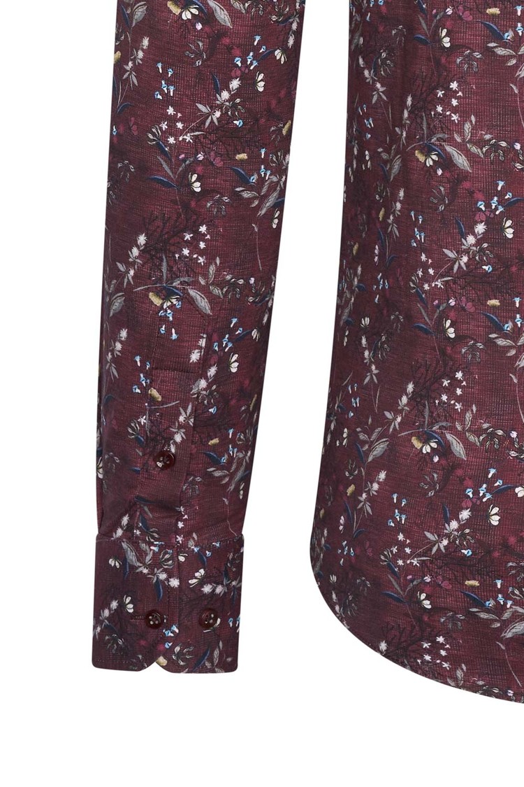 Overhemd bordeaux rood bloemenprint 1981