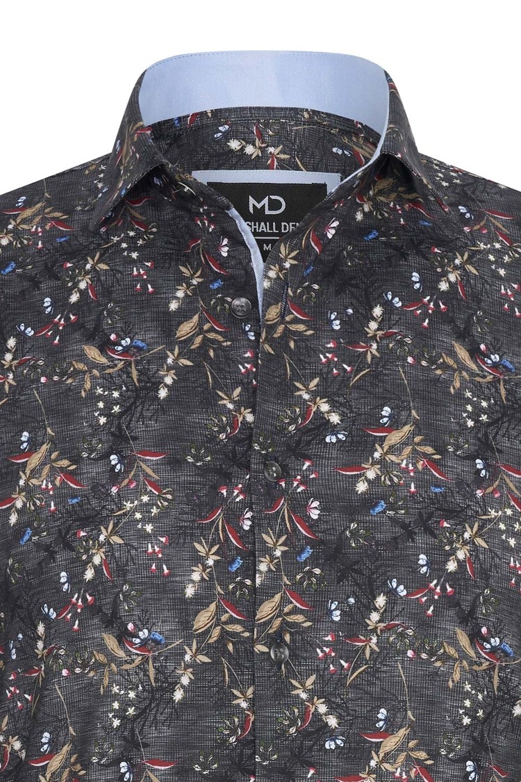Overhemd grijs bloemenprint 1982