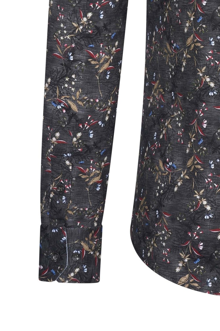 Overhemd grijs bloemenprint 1982