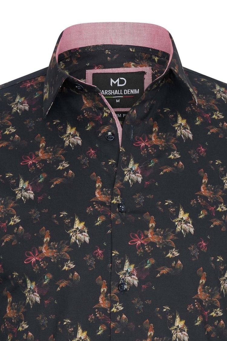 Overhemd zwart bloemenprint 1983