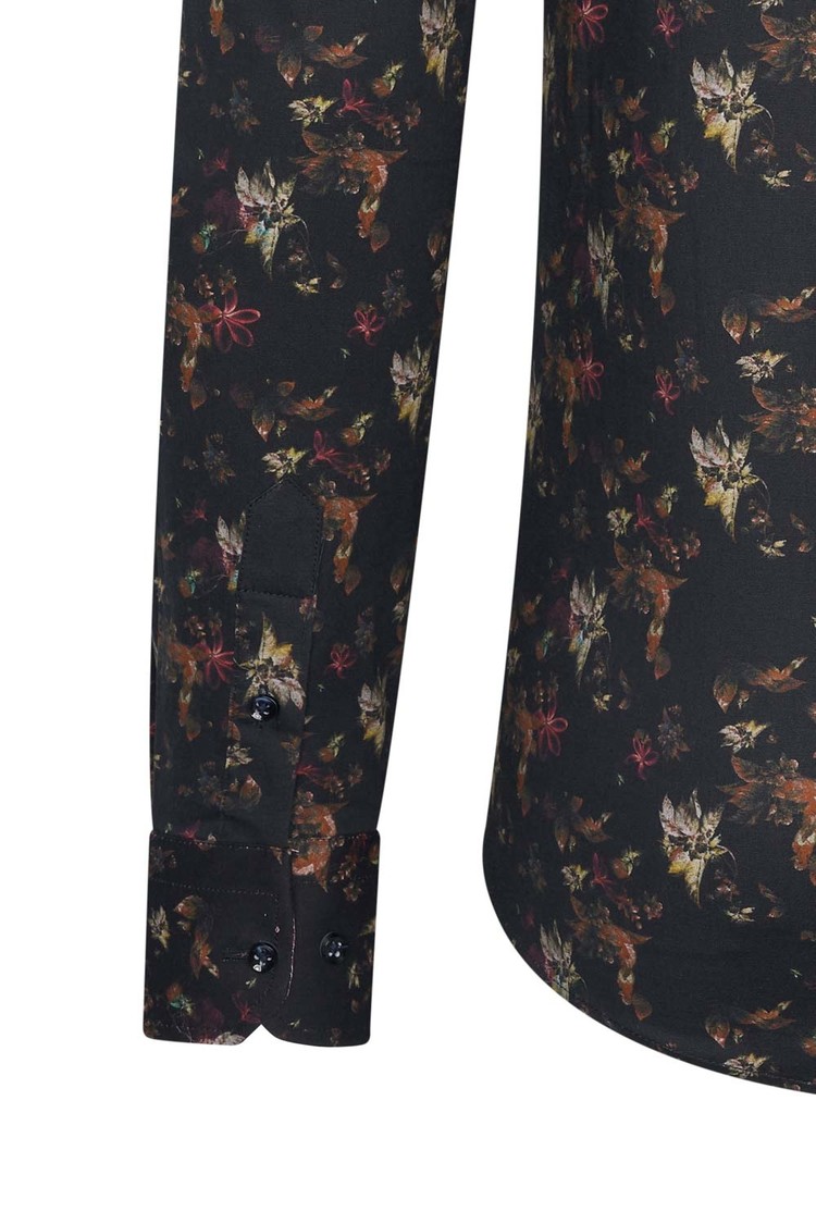 Overhemd zwart bloemenprint 1983