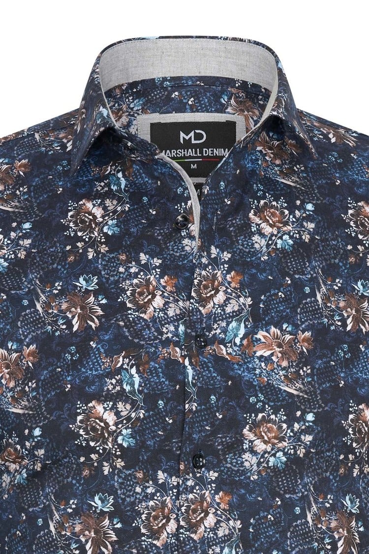 Overhemd blauw bloemenprint 1994