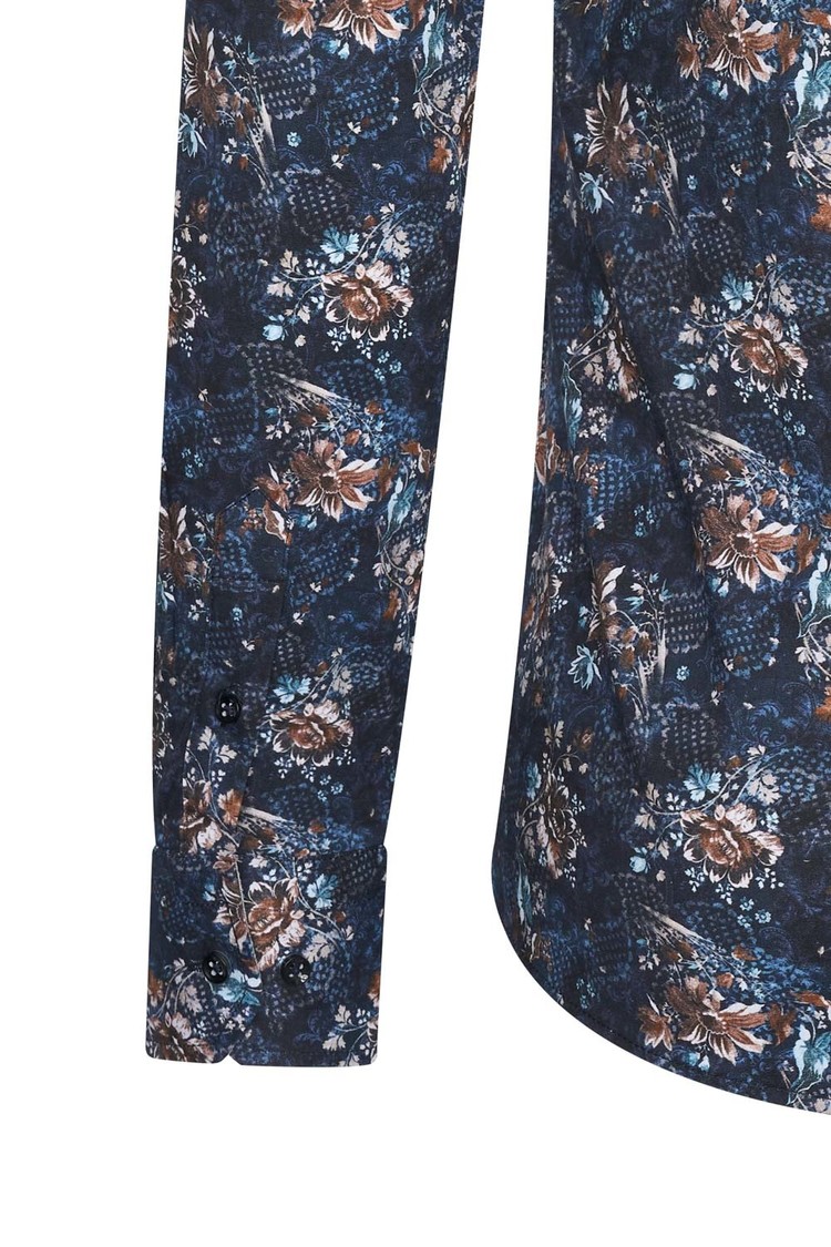 Overhemd blauw bloemenprint 1994