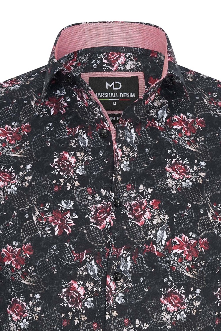 Overhemd zwart bloemenprint 1993