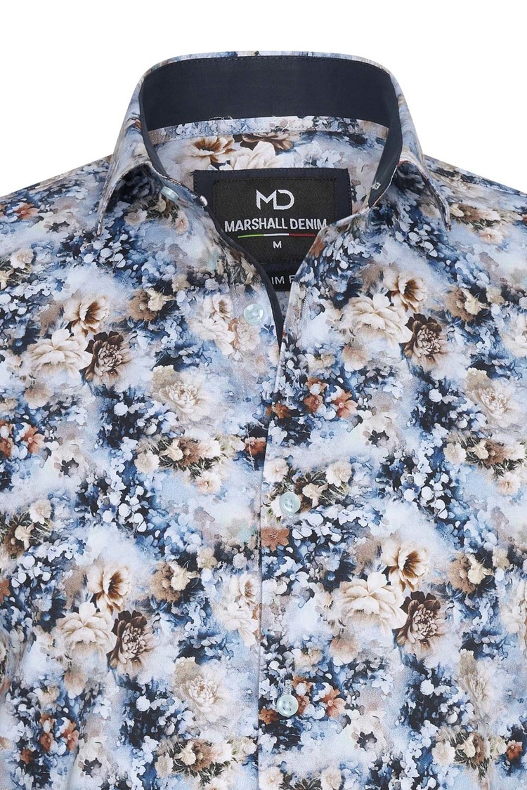 Overhemd blauw bloemenprint 1997