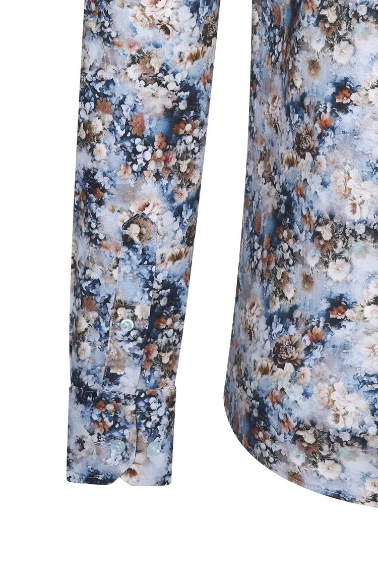 Overhemd blauw bloemenprint 1997