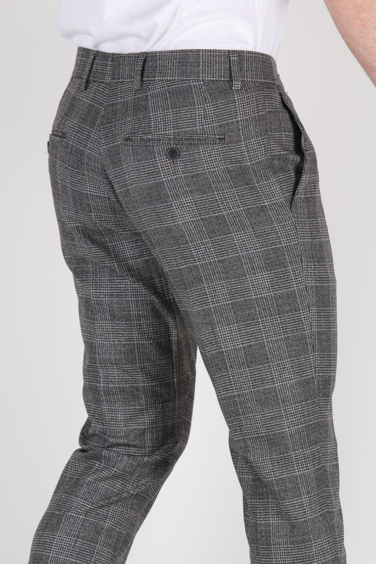 Heren Pantalon Geruit Grijs 9227-02