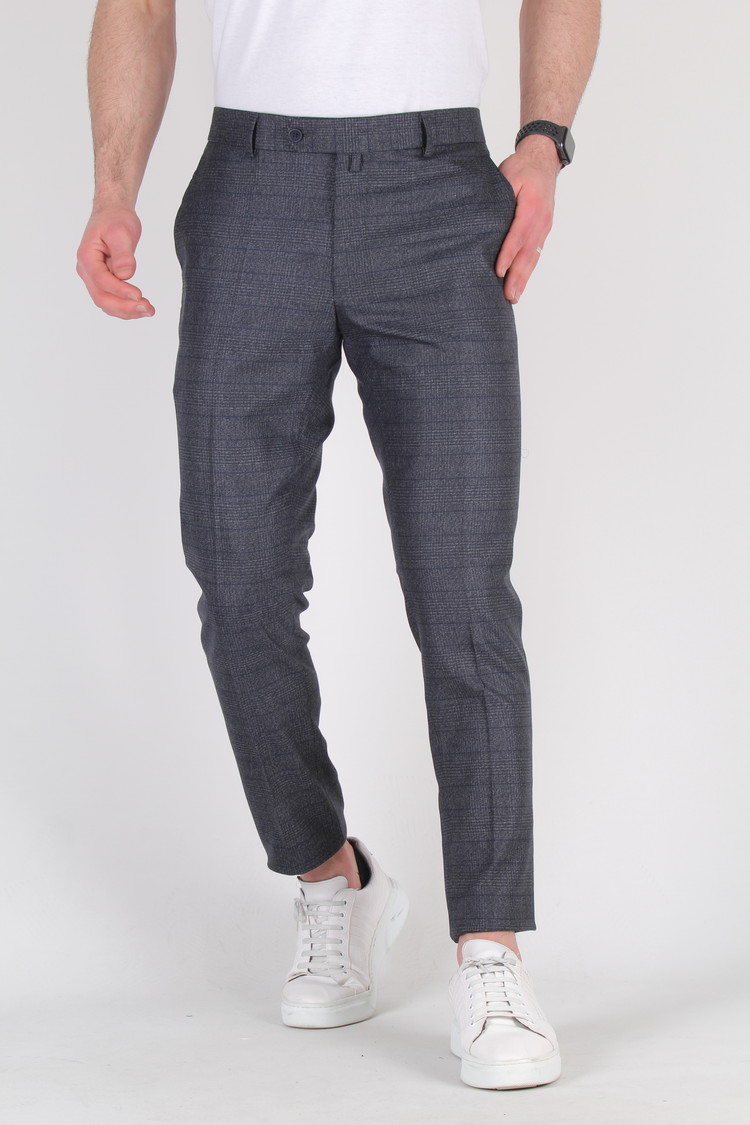 Heren Pantalon Geruit Blauw 9229-01