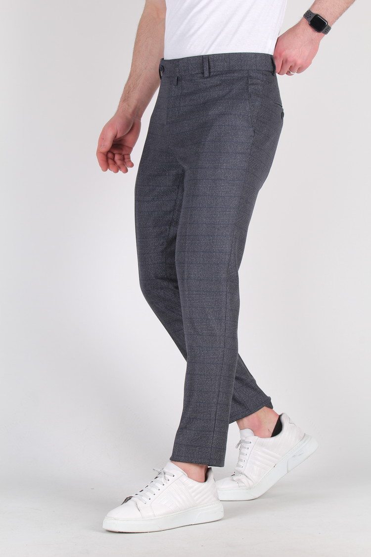 Heren Pantalon Geruit Blauw 9229-01