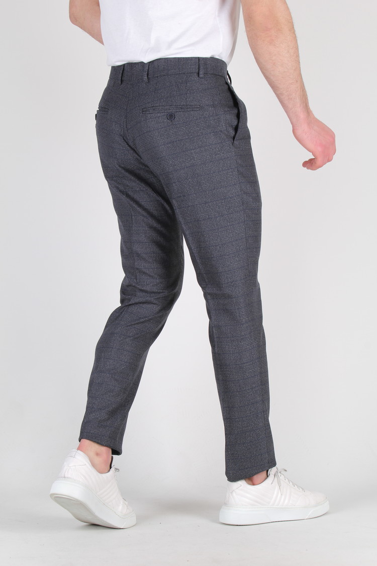 Heren Pantalon Geruit Blauw 9229-01