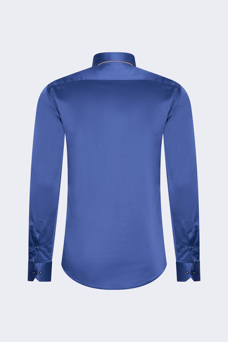 Overhemd Lange Mouw Navy met dubbele kraag