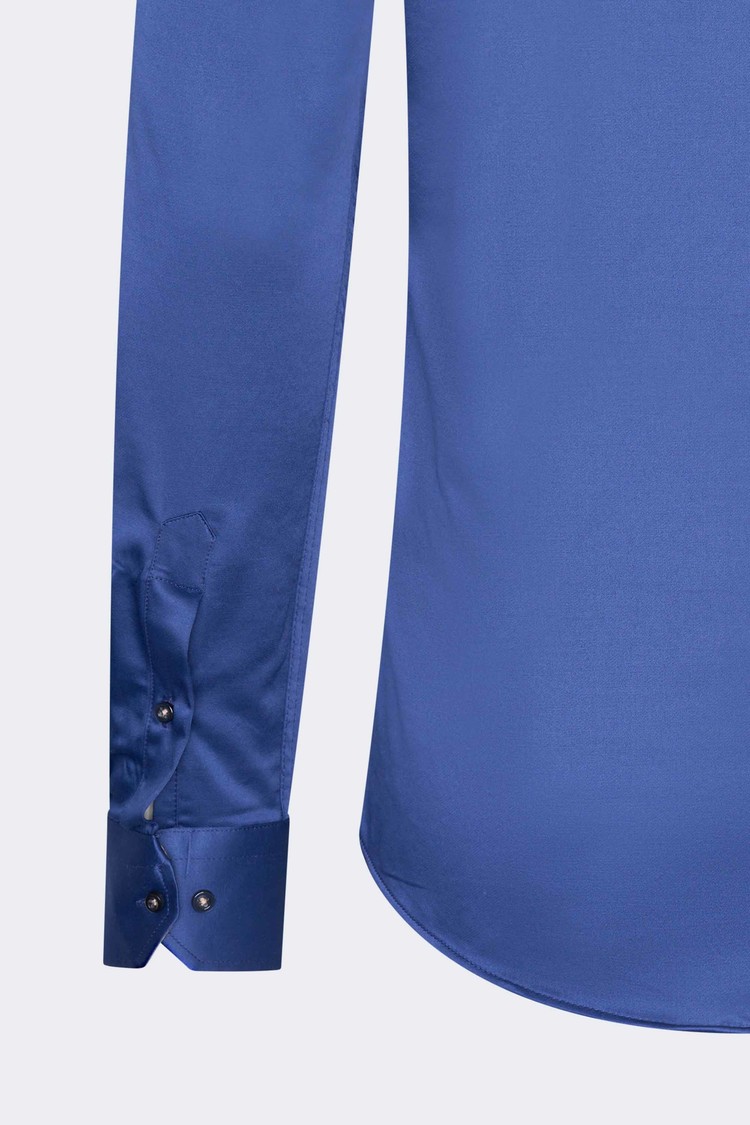 Overhemd Lange Mouw Navy met dubbele kraag