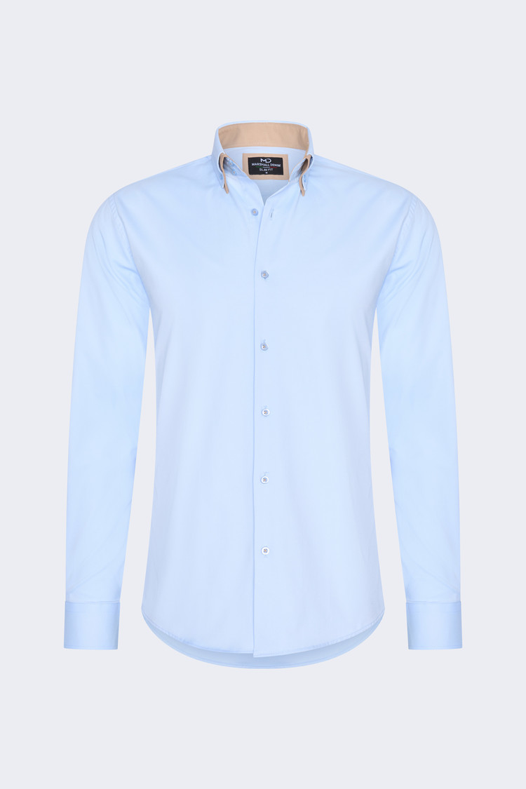 Overhemd Lange Mouw Light blauw met dubbele kraag
