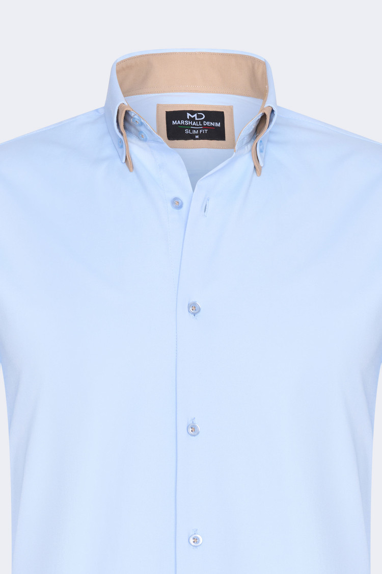 Overhemd Lange Mouw Light blauw met dubbele kraag