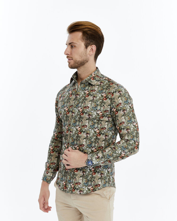 Overhemd  Olive fall - Lange mouwen - Klassike kraaag met moderne uitstraling