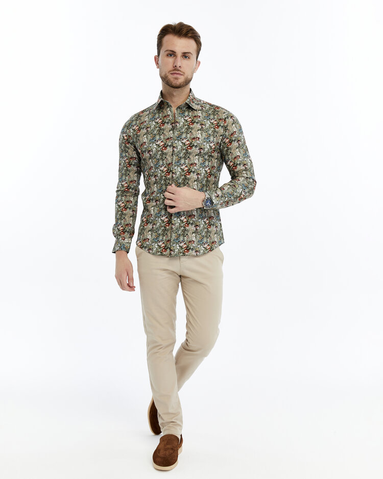 Overhemd  Olive fall - Lange mouwen - Klassike kraaag met moderne uitstraling