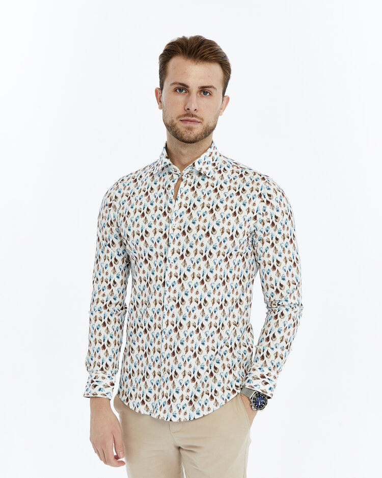 Overhemd  Autumn Print BL - Lange mouwen - Klassike kraaag met moderne uitstraling