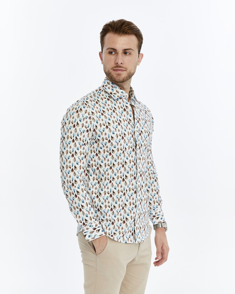 Overhemd  Autumn Print BL - Lange mouwen - Klassike kraaag met moderne uitstraling