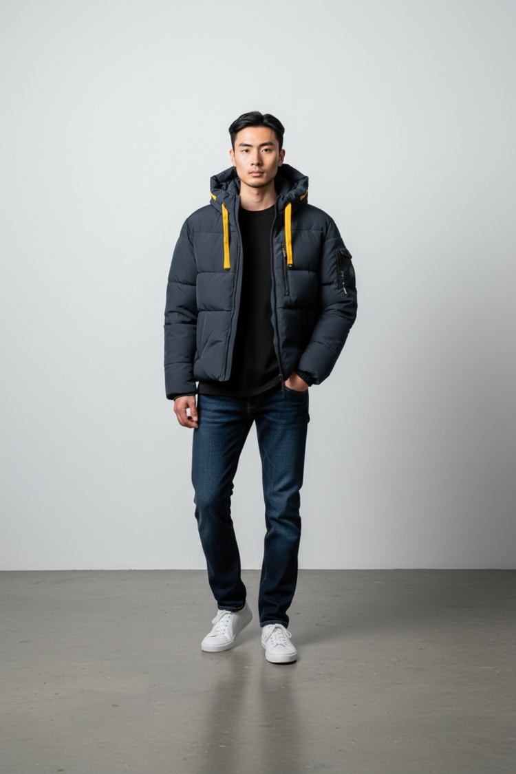 Stijlvolle gewatteerde jas met praktische opbergvakken