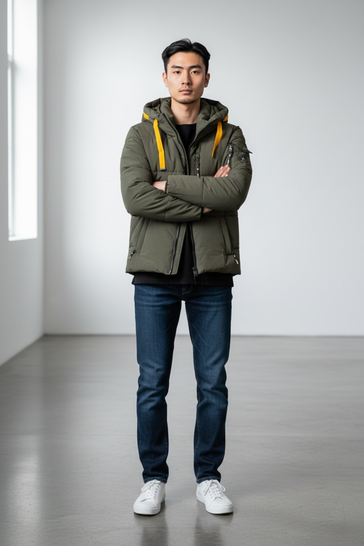 Stijlvolle gewatteerde jas met praktische opbergvakken