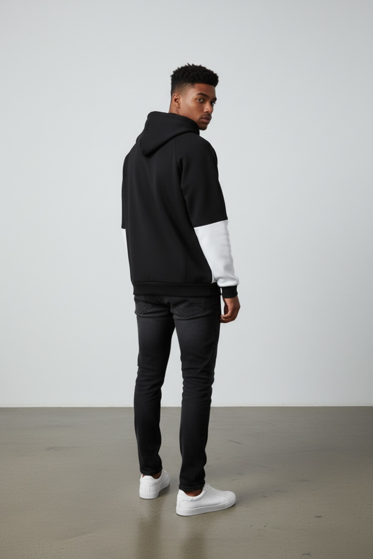 Heren hoodie met halve rits en capuchon Grijs