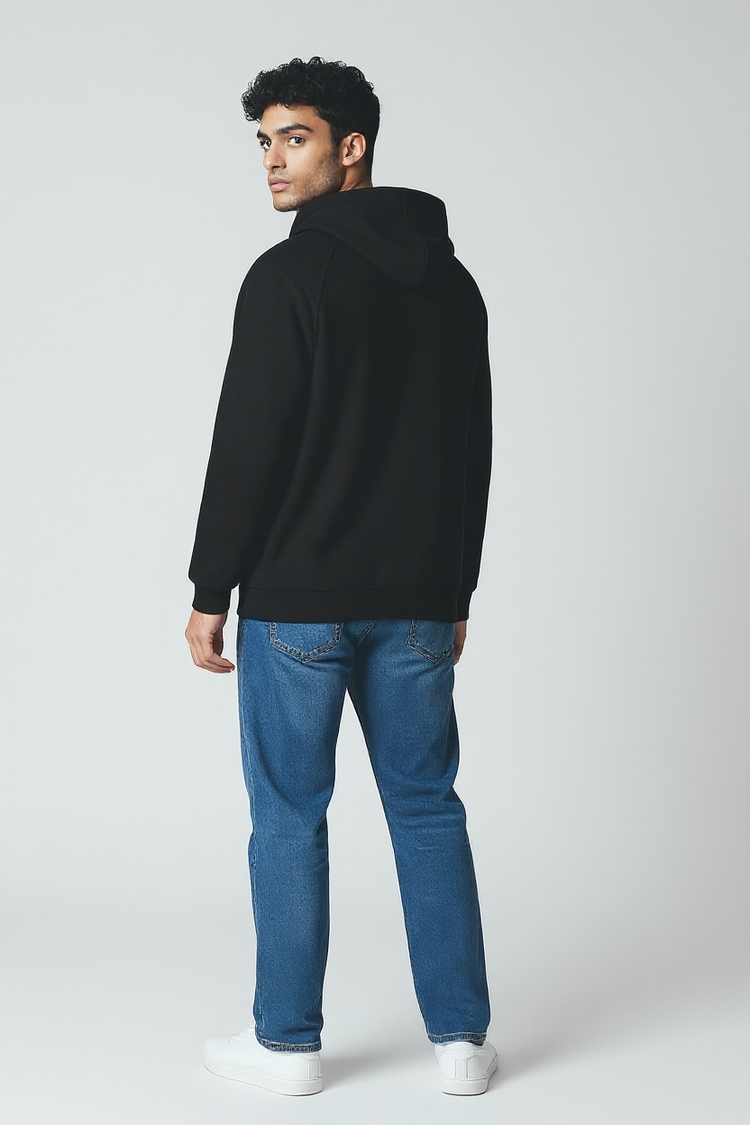 Heren hoodie met halve rits en capuchon zwart