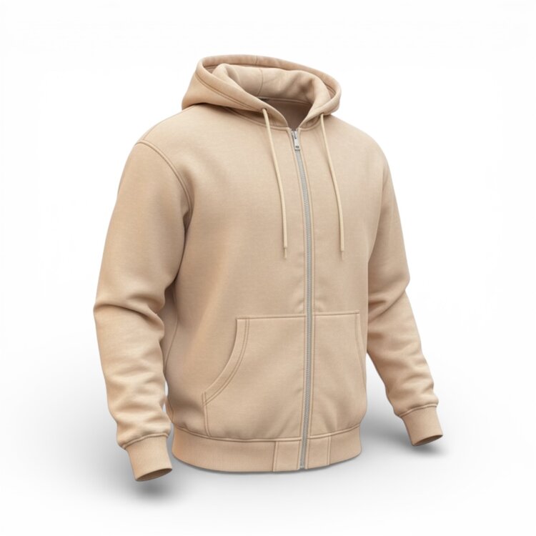 Essential Zip Hoodie – Crème Heren Vest Grijs