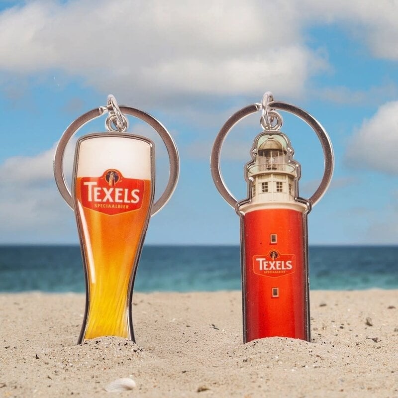 Set Texels Sleutelhanger met opener - Vuurtoren en Skuumkoppe glas