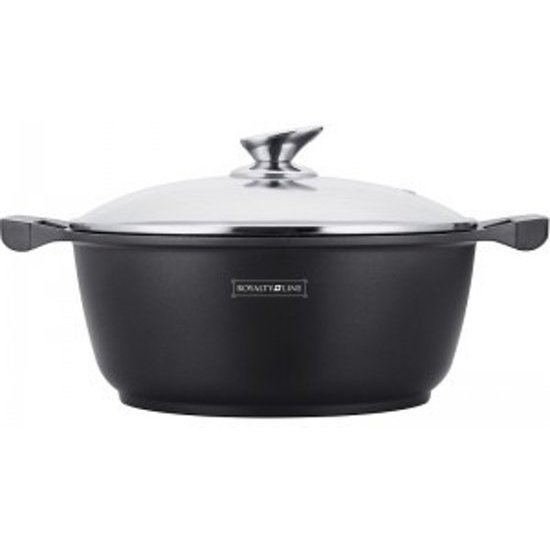 Royalty Line  Royalty Line - Marble soep/braadpan - Met glazen deksel zwart - 32 CM. RL-BS32ML