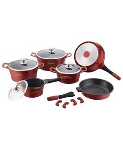 Royalty Line Luxe Pannenset -14-delige Marble Coating -  Bordeaux