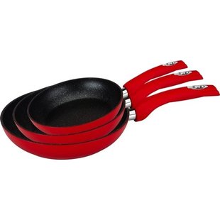 Royalty Line Pannenset  - 3-delig Marble Coating - Rood