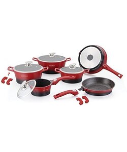 Royalty Line Pannenset - 14-delig - Marble Coating - red-vlam click