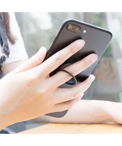 Luxe metalen Stent Ring / telefoonhouder ring- ZwartGrijs