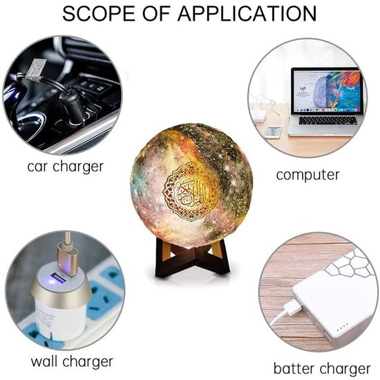 Koran lamp - Koran speaker - Moonlamp - Quran speaker - Draadloze speaker - gebedskleed - Quran lamp - Moon Lamp - Equantu®️