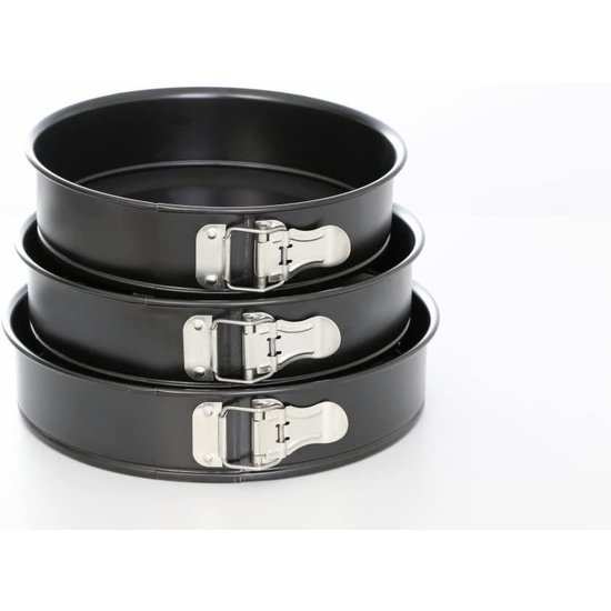 Igoods IGOODS 3 springvormen met verwijderbare bodem -Ø24 -26 en -28 cm antiaanbaklaag GRIJS