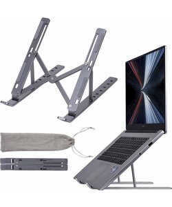 IGOODS Office Laptop Standaard Verstelbaar - Ergonomisch - Aluminium-Tablet Steun Opvouwbare Stand - Grijs