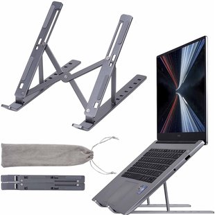 IGOODS Office Laptop Standaard Verstelbaar - Ergonomisch - Aluminium-Tablet Steun Opvouwbare Stand - Grijs