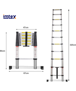 IMTEX Telescopische ladder - aluminium - 3.20 meter hoog