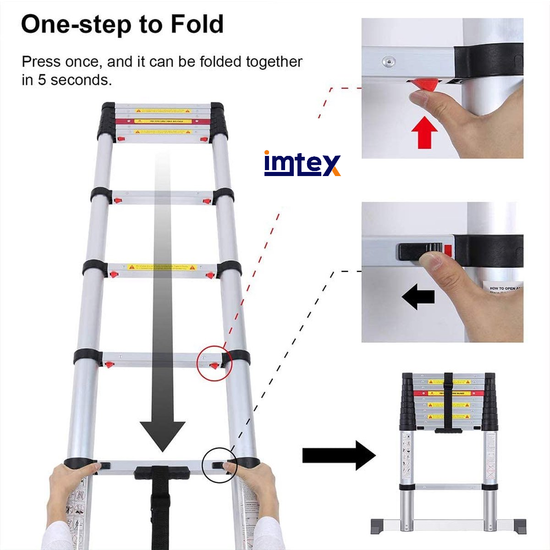 Imtex IMTEX Telescopische ladder - aluminium - 3.20 meter hoog