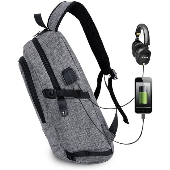 Igoods IGOODS - USB Computer Rugtas met Lader - Waterdicht - met sleutelcode - 15,6 inch - Grijs