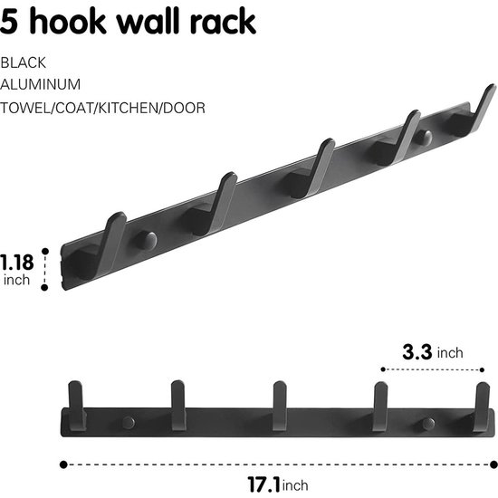 Igoods IGOODS Handdoekhaakjes RVS – Wandhaak – Muurhaak – Boren Wandhaak - Kapstokhaak - Handdoekhouder 5 in 1