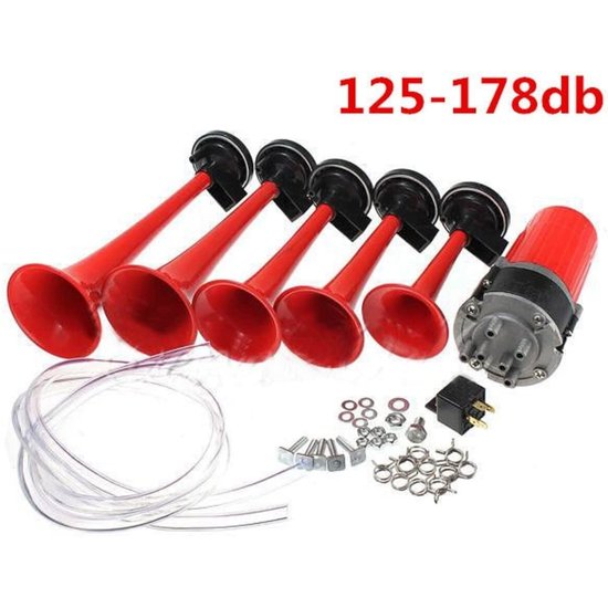 Igoods IGOODS - Hoorn Universele 5 Trumpet Musical Dixie Dukes van Hazzard Super luid auto truck boten luchthoorn met luchtcompressor 12V