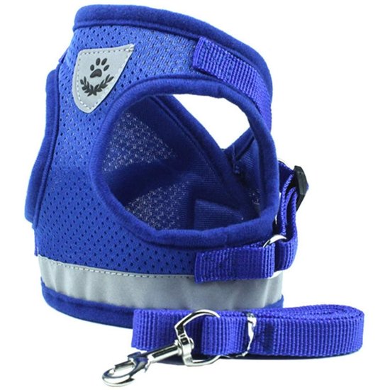 Igoods IGOODS - Kattenharnas - Blauw Maat XS -  Met Reflecterende Strip