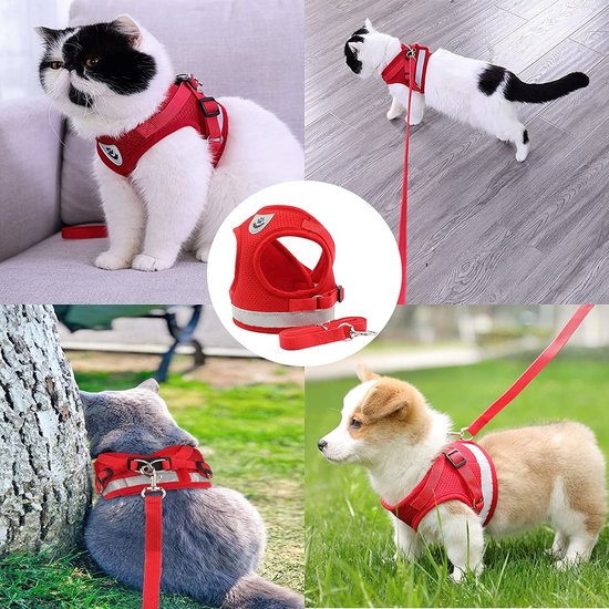 Igoods IGOODS - Kattenharnas - Rood Maat XS -  Met Reflecterende Strip