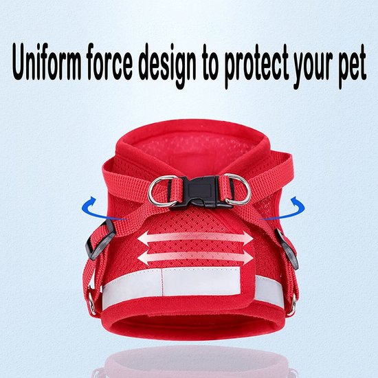 Igoods IGOODS - Kattenharnas - Rood Maat XS -  Met Reflecterende Strip