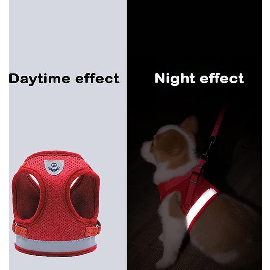 Igoods IGOODS - Kattenharnas - Rood Maat XL-  Met Reflecterende Strip