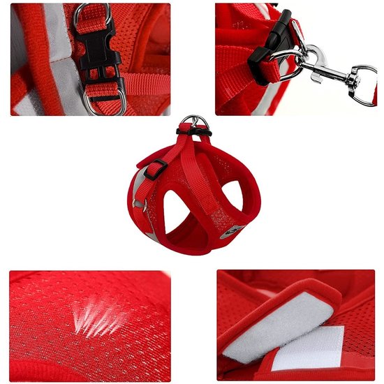 Igoods IGOODS - Kattenharnas - Rood Maat XL-  Met Reflecterende Strip