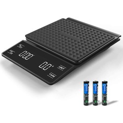 IMTEX - Keukenweegschaal - Koffie Scale - met Timer - LED Scherm - 3000 gram - 3 kilo - Zwart