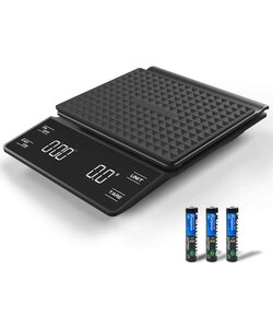 IMTEX - Keukenweegschaal - Koffie Scale - met Timer - LED Scherm - 3000 gram - 3 kilo - Zwart