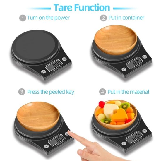 Imtex IMTEX - Keukenweegschaal - Rond - 5000 gram - 5 kilo - Zwart